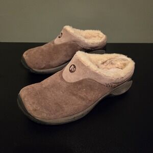 Merrell Encore Ice Slip On Clogs Suede Sherpa Lined, Women's Size 7, Brown Multi
